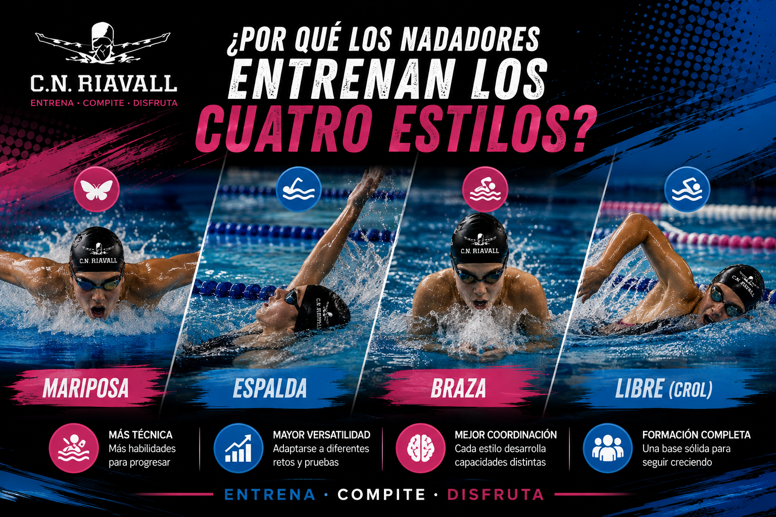 ¿Por qué los nadadores entrenan los cuatro estilos?